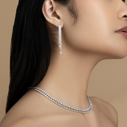 Pear shaped Fancy Diamond Necklace Set